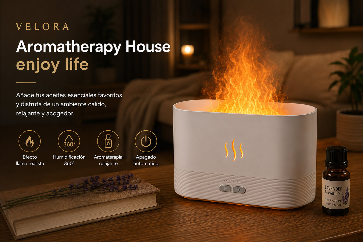 Difusor de Aceites Esenciales LED Humidificador