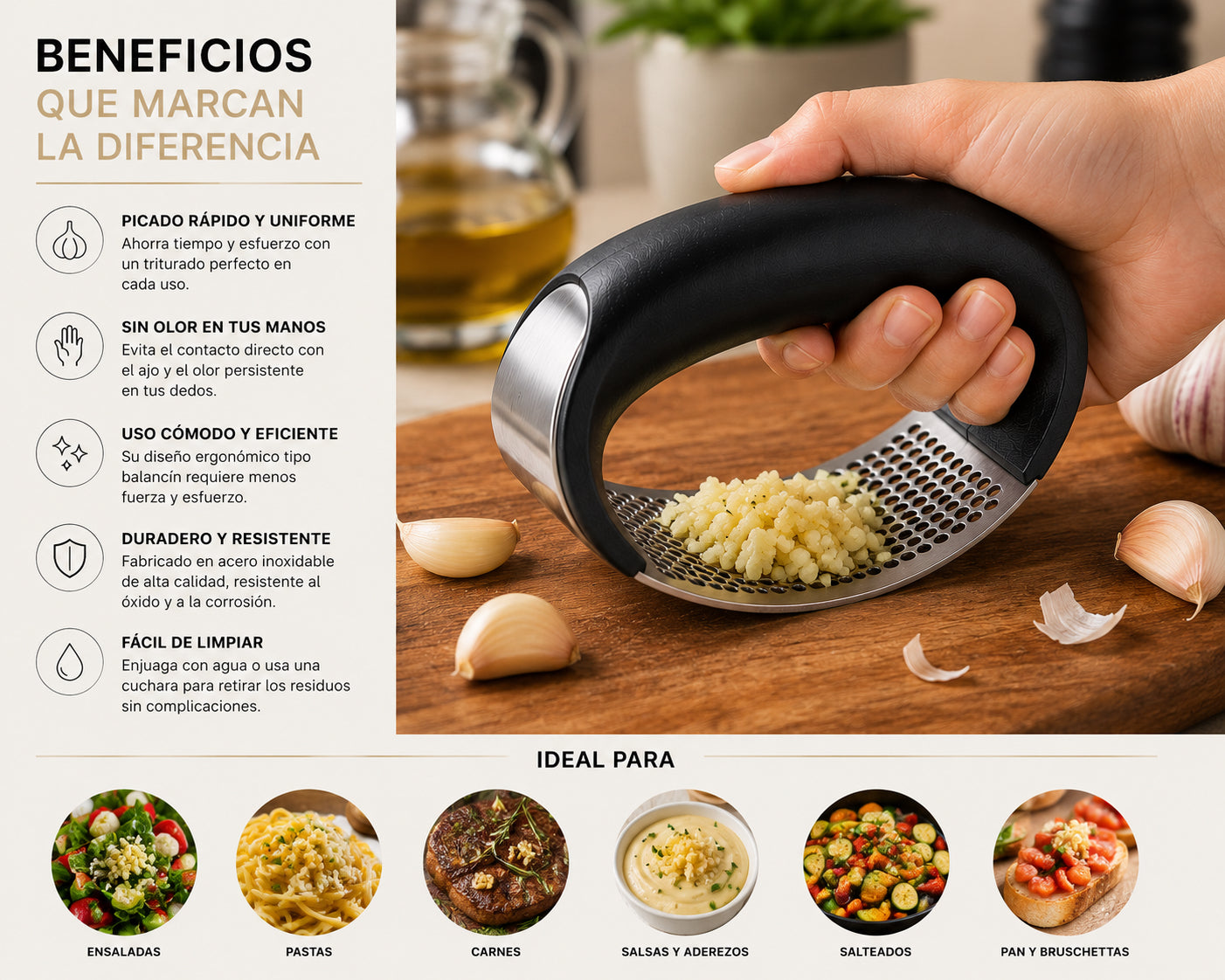 Prensa Ajos Acero Inoxidable